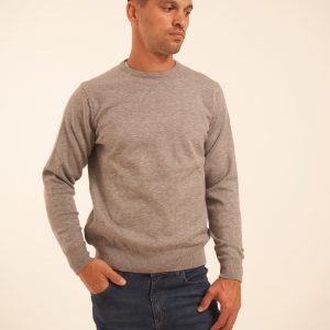 Sweater gris cuello redondo